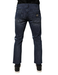 Dolce & Gabbana Blaue Stretch-Skinny-Jeans für Herren aus Baumwolle