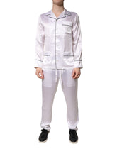 Dolce & Gabbana Herren Pyjama-Set aus weißem Satin und Seide