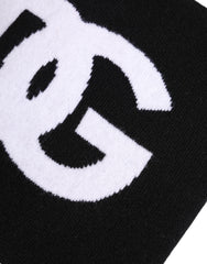 Dolce & Gabbana Schwarz Weiß Logo Strick Halswärmer Schal