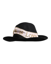 Dolce & Gabbana Zwarte Dameshoed met Brede Rand en Geborduurd Logo