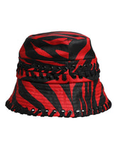 Dolce & Gabbana Zwart Rood Gestreepte Polyester Bucket Hat Met Brede Rand