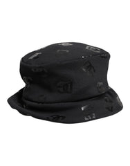 Dolce & Gabbana Schwarzer Fischerhut aus Polyester-Jacquard mit DG-Monogramm