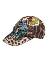 Dolce & Gabbana Braune Leopard Pailletten Sicily Baseballkappe