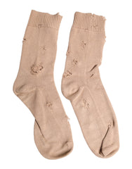 Dolce & Gabbana Beige Einfarbige Stretch Wadenlange Herrensocken