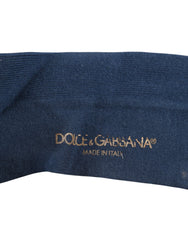 Dolce & Gabbana Blaue Baumwollsocken mit DG-Logo bis zur Wade