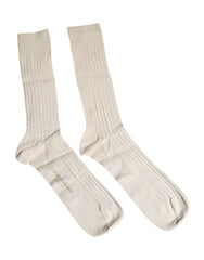 Dolce & Gabbana Beige Socken aus Baumwolle mit Stretch und Logo bis zur Mitte der Wade