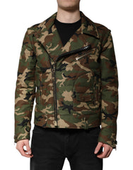 Dolce & Gabbana Bikerjacke aus mehrfarbigem Nylon mit Camouflage-Muster