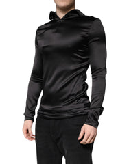 Dolce & Gabbana Schwarzer Herrenpullover aus Seide mit Rollkragen