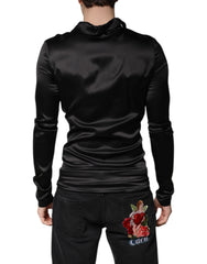 Dolce & Gabbana Schwarzer Herrenpullover aus Seide mit Rollkragen
