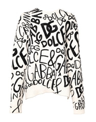 Dolce & Gabbana Damen Pullover Sweater mit weißem und schwarzem Logo-Print