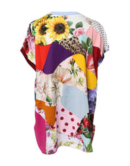 Dolce & Gabbana Mehrfarbige Patchwork-Bluse mit kurzen Ärmeln