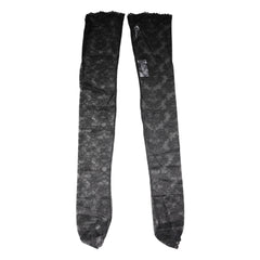Dolce & Gabbana Schwarze florale Spitzenstrümpfe Socken aus Baumwollstretch