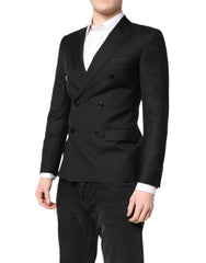Dolce & Gabbana Schwarzer MARTINI Zweireiher-Mantel/Blazer