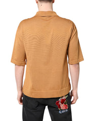 Dolce & Gabbana Braunes geblümtes T-Shirt mit Kragen und kurzen Ärmeln