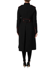 Dolce & Gabbana Schwarze Einreihige Trenchcoat Jacke Aus Wolle