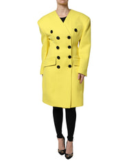Dolce & Gabbana Yellow Double Breasted Trench Coat Jacket