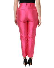 Dolce & Gabbana Pink Silk High Waist Tapered Pants