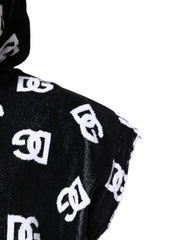 Dolce & Gabbana Schwarzer ärmelloser Kapuzenpullover aus DG Baumwolle