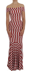 Dolce & Gabbana Rot Weißes Seiden-Stretch-Kleid