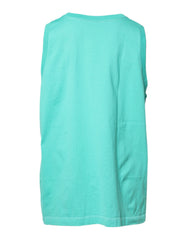 Dolce & Gabbana Grünes ärmelloses Logo-Rundhals-T-Shirt