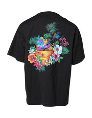 Dolce & Gabbana Schwarzes T-Shirt mit Blumenmuster und Rundhalsausschnitt