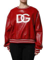 Dolce & Gabbana Roter Wollpullover mit DG-Logo-Stickerei