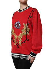 Dolce & Gabbana Roter Baumwoll-Pullover mit Pailletten für Damen