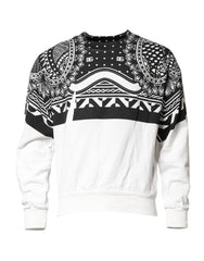 Dolce & Gabbana Schwarz Weiß Bandana Baumwolle Herren Sweatshirt Pullover