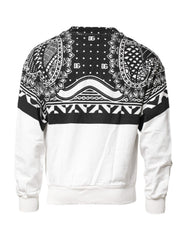 Dolce & Gabbana Schwarz Weiß Bandana Baumwolle Herren Sweatshirt Pullover