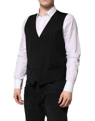 Dolce & Gabbana Schwarze Herren-Wollweste formell