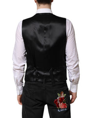 Dolce & Gabbana Schwarze Herren-Wollweste formell