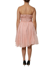 Dolce & Gabbana Pinkes Seidenchiffon A-Linien Falten-Midi-Kleid