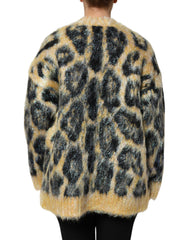 Dolce & Gabbana Pullover mit Leopardenmuster, mehrfarbig, aus Mohair, Rundhalsausschnitt