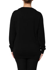 Dolce & Gabbana Schwarzer Kaschmirpullover mit Kristallverzierung