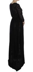 Dolce & Gabbana Schwarzes gestricktes Maxi-Kleid Ricamo in voller Länge