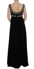 Dolce & Gabbana Braunes Samt-Kristall-Etui-Abendkleid