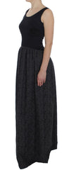 Dolce & Gabbana Schwarzes graues Etui-Abendkleid, bodenlang