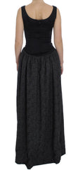 Dolce & Gabbana Schwarzes graues Etui-Abendkleid, bodenlang