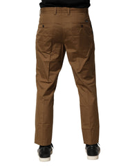 Dolce & Gabbana Braune Baumwoll-Chino Mid Waist Herrenhose