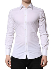 Dolce & Gabbana Weißes GOLD Langarm Herren Hemd Formell