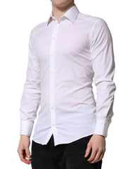 Dolce & Gabbana Weißes GOLD Langarm Herren Hemd Formell