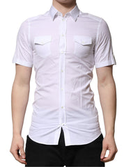 Dolce & Gabbana Weißes Baumwoll T-Shirt mit kurzen Ärmeln GOLD Casual