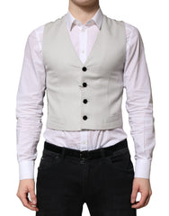 Dolce & Gabbana Graue Wollweste Formelle Herrenweste