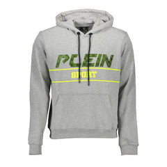 Plein Sport Gray Cotton Men's Hooded Sweater
