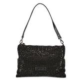 Mario Valentino Black Polyester Women Handbag with Rhinestone Details