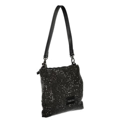 Mario Valentino Black Polyester Women Handbag with Rhinestone Details