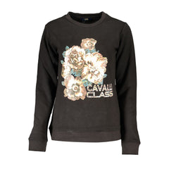 Cavalli Class Damen-Sweatshirt aus schwarzer Baumwolle