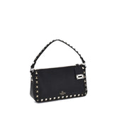 Valentino Garavani Black Calf Leather Bos Taurus Shoulder Bag