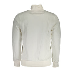 La Martina White Cotton Men Sweater With Zip and Pockets