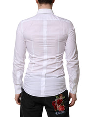 Dolce & Gabbana Weißes GOLD Langarm-Hemd Herren Festlich
